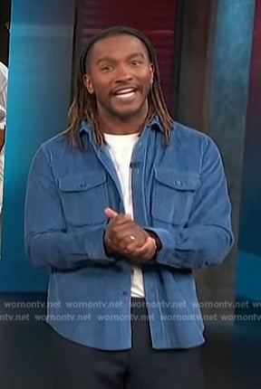 Scott’s blue corduroy shirt on Access Hollywood