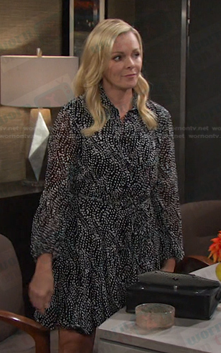 Belle’s black printed dress on Days of our Lives