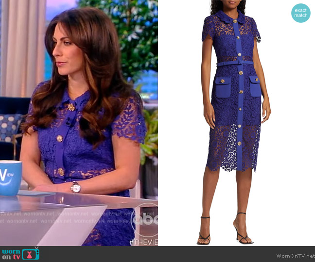 WornOnTV: Alyssa’s blue lace button down dress on The View | Alyssa ...