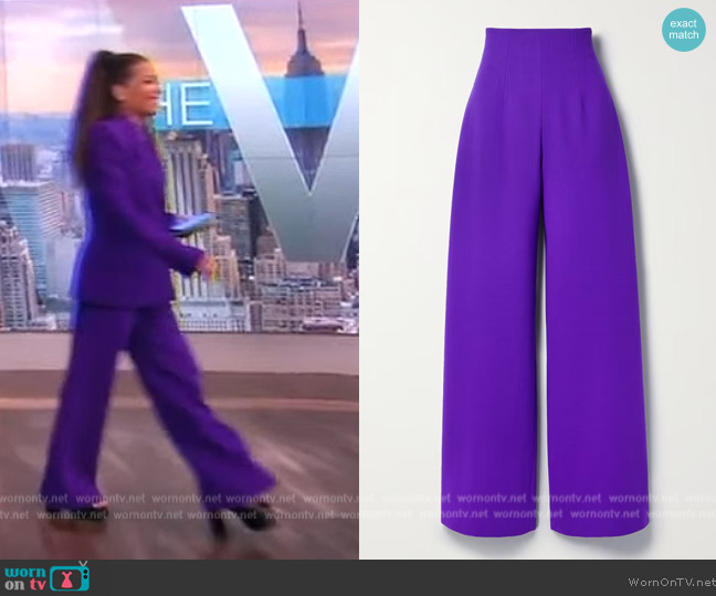 Sergio Hudson Wool-crepe wide-leg pants worn by Sunny Hostin on The View