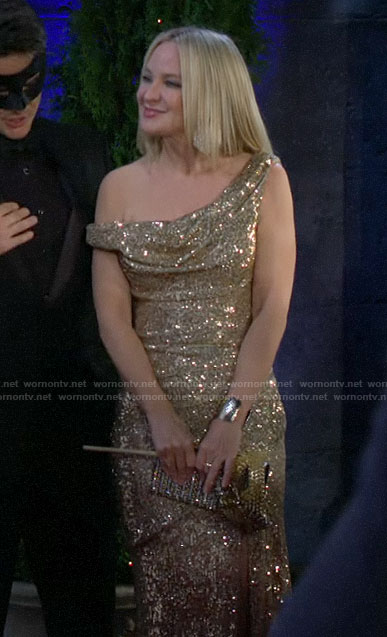 Sharon's gold sequin dress at the gala on The Young and the Restless