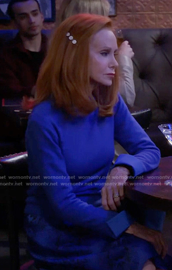 Sheila's blue collared sweater on Call Me Kat