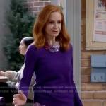 Sheila’s purple sweater and floral skirt on Call Me Kat