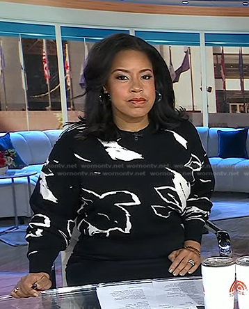 Sheinelle's black floral sweater on Today
