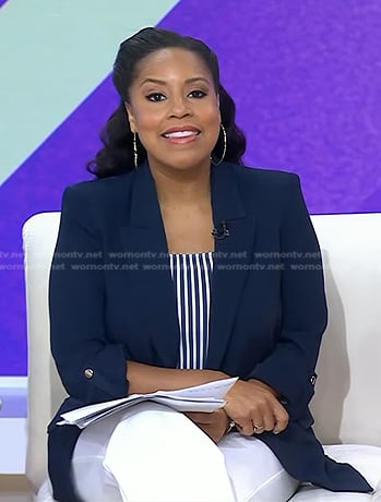 Sheinelle’s navy roll-up sleeve blazer on Today