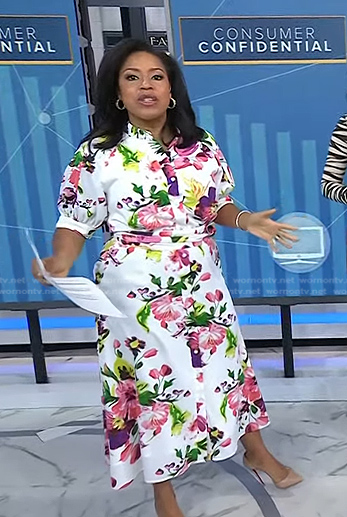 Sheinelle's white floral shirtdress on Today