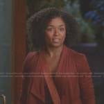 Simone’s red suede jacket and shoulder bag on Greys Anatomy