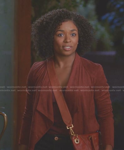 Simone’s red suede jacket on Greys Anatomy