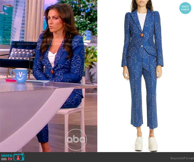 Smythe Abstract Floral Puff Sleeve Blazer worn by Alyssa Farah Griffin on The View