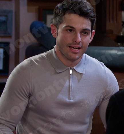 Sonny’s grey quarter zip polo sweater on Days of our Lives