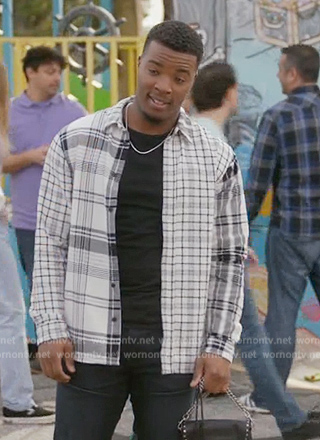 Spencer’s mixed plaid shirt on All American