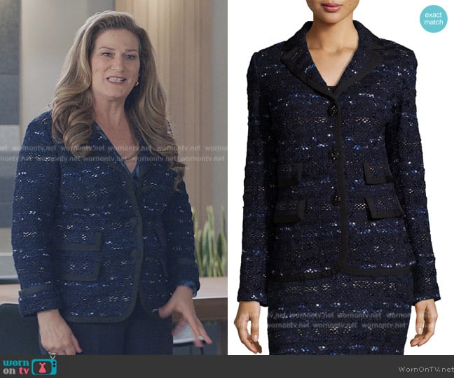 St. John Collection Evening Cruise-Stripe Jacket worn by Katherine Hastings (Ana Gasteyer) on American Auto