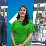 Stefani Sassos’s green short sleeve jumpsuit on Today