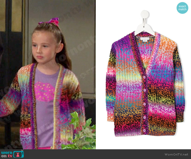 Stella McCartney Kids V-neck Long Knitted Cardigan worn by Rachel Black (Finley Rose Slater) on Days of our Lives