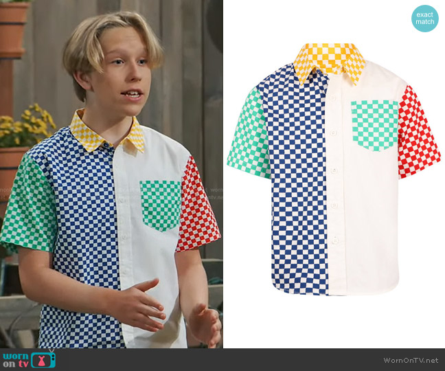 Stella McCartney Kids Check Print Short Sleeve Shirt worn by Jake (Luke Busey) on Bunkd