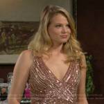 Summer’s rose gold sequin dress on The Young and the Restless