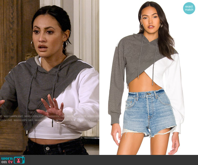 Superdown Anais Two Tone Hoodie worn by Valentina (Francia Raisa) on How I Met Your Father