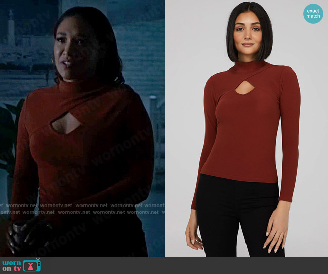 Suzy Shier Cut Out Mock Neck Top worn by Iris West (Candice Patton) on The Flash