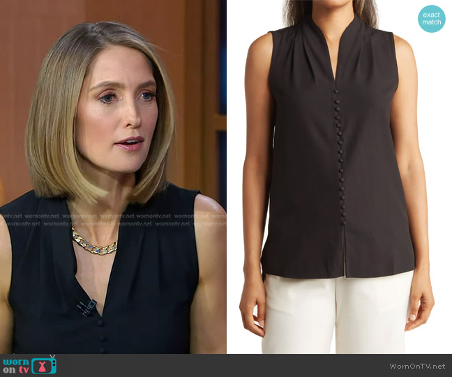 WornOnTV: Kayna Whitworth’s black button front sleeveless top on Good ...