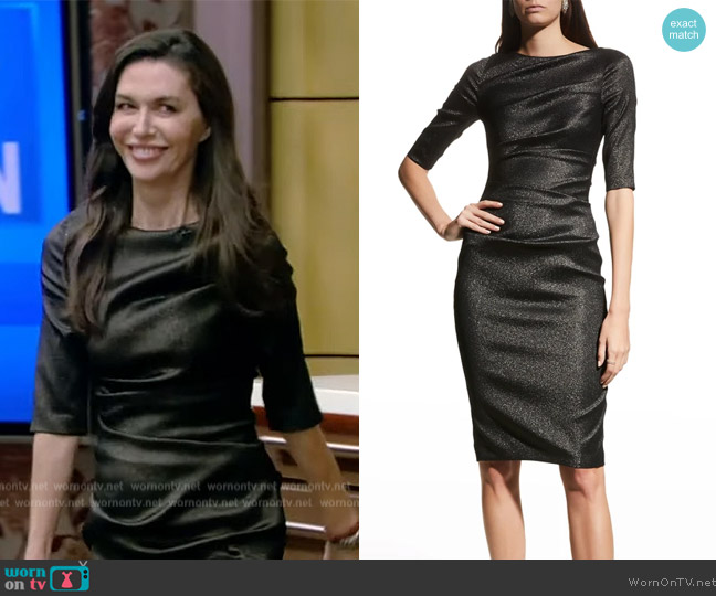 Talbot Runhof Sorbet Gazar Sheath Dress worn by Finola Hughes on Live with Kelly and Mark