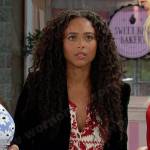 Talia’s white and red floral knit vest on Days of our Lives