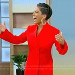 Tamron’s red long blazer on Tamron Hall Show