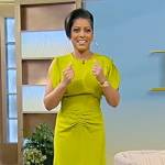 Tamron’s green ruched front dress on Tamron Hall Show