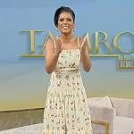 Tamron’s yellow floral embroidered maxi dress on Tamron Hall Show