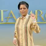 Tamron’s beige embroidered shirt and pants on Tamron Hall Show