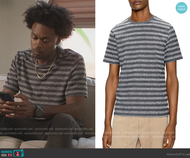 Ted Baker Chente Striped Tee worn by Noah Koles (Echo Kellum) on Grand Crew