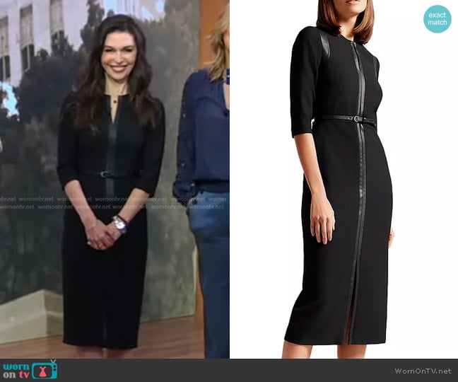 WornOnTV: Finola Hughes’s black leather trim zip dress on Good Morning ...