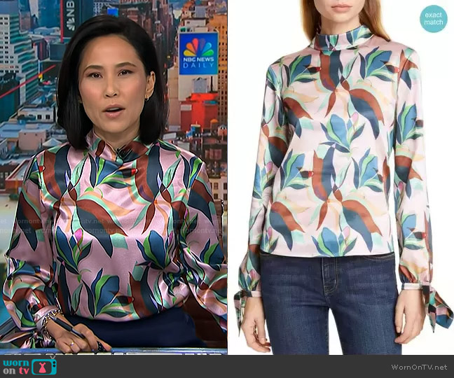 Ted Baker Corah Supernatural High Neck Blouse worn by Vicky Nguyen on NBC News Daily
