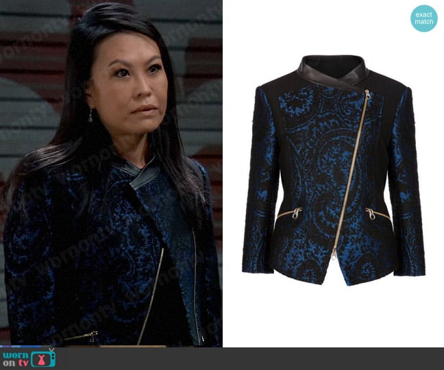 Ted Baker Etina Jacket worn by Selina Wu (Lydia Look) on General Hospital