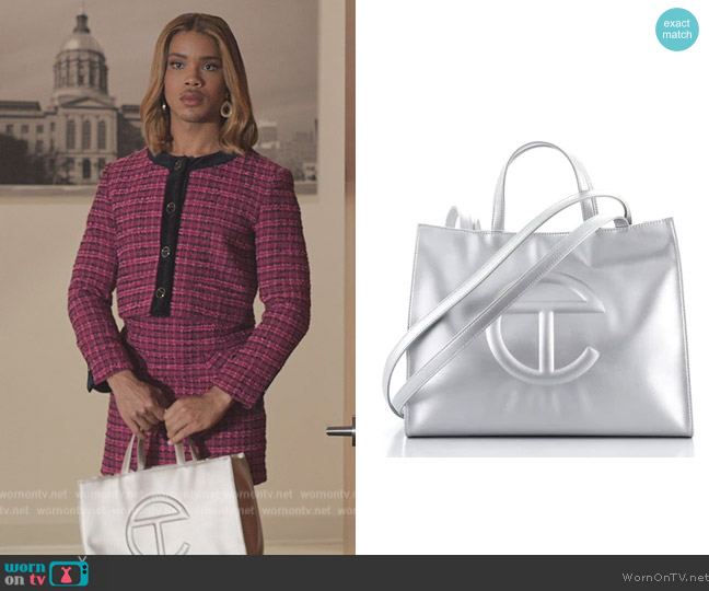 Shopping Tote by Telfar worn by Nathanial Hardin (Rhoyle Ivy King) on All American Homecoming