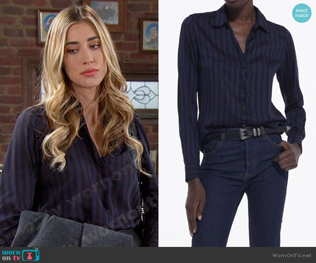 The Kooples Taiana Striped Shirt worn by Sloan Peterson (Jessica Serfaty) on Days of our Lives