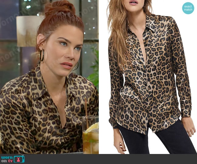 The Kooples Leopard Print Silk Shirt worn by Sally Spectra (Courtney Hope) on The Young and the Restless