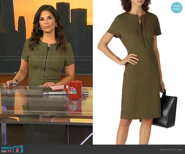 Toccin Zip Front Dress in Olive worn by Darlene Rodriguez on Today