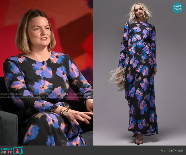 Topshop Floral Cutout Back Long Sleeve Maxi Dress worn by Maggie Bullock on Good Morning America