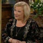 Traci’s floral velvet jacket on The Young and the Restless