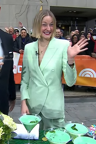 Vanessa Price's lime double breasted blazer and pants on Today