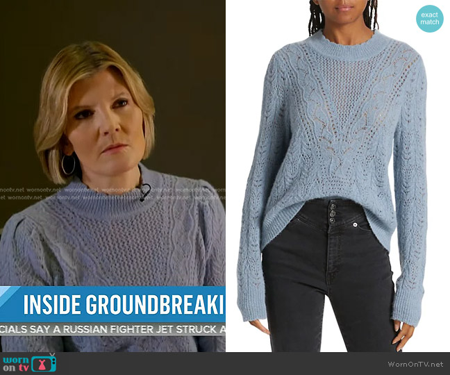 Veronica Beard Makani Pointelle Knit Pullover Sweater worn by Kate Snow on Today