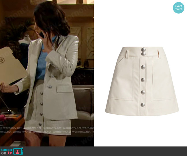 Veronica Beard Arez Faux Leather Miniskirt worn by Steffy Forrester (Jacqueline MacInnes Wood) on The Bold and the Beautiful