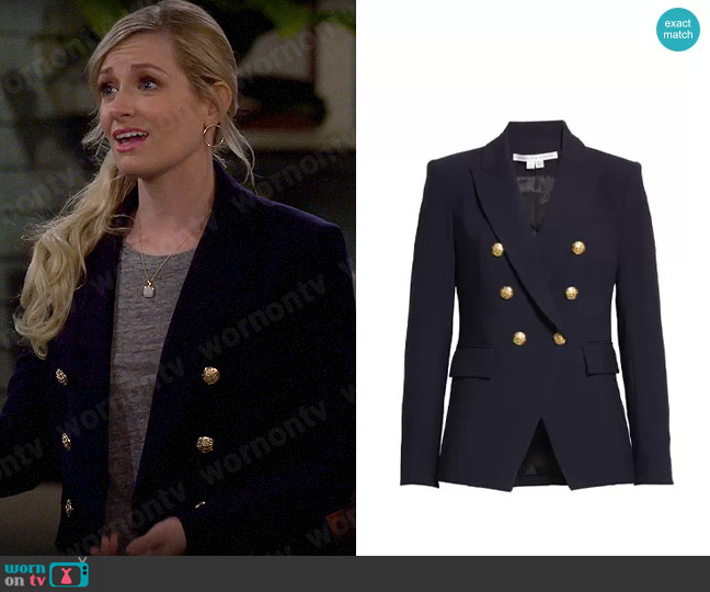 Veronica Beard Miller Jacket in Navy worn by Gemma (Beth Behrs) on The Neighborhood