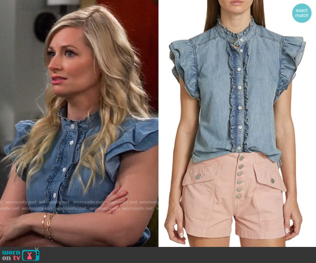 Veronica Beard Tenille Top worn by Gemma (Beth Behrs) on The Neighborhood