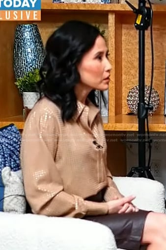 Vicky’s beige embellished shirt on Today