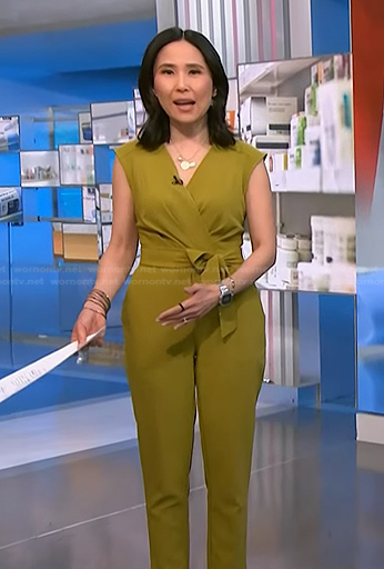 Vicky’s yellow tie waist jumpsuit on NBC News Daily