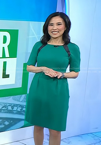 Vicky's green leather trim dress on Today