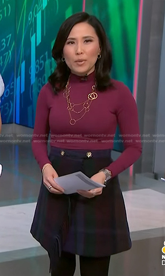 Vicky’s purple plaid mini skirt on NBC News Daily