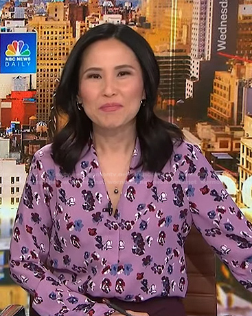 Vicky’s purple floral blouse on NBC News Daily