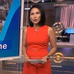 Vicky’s red belted midi dress on NBC News Daily